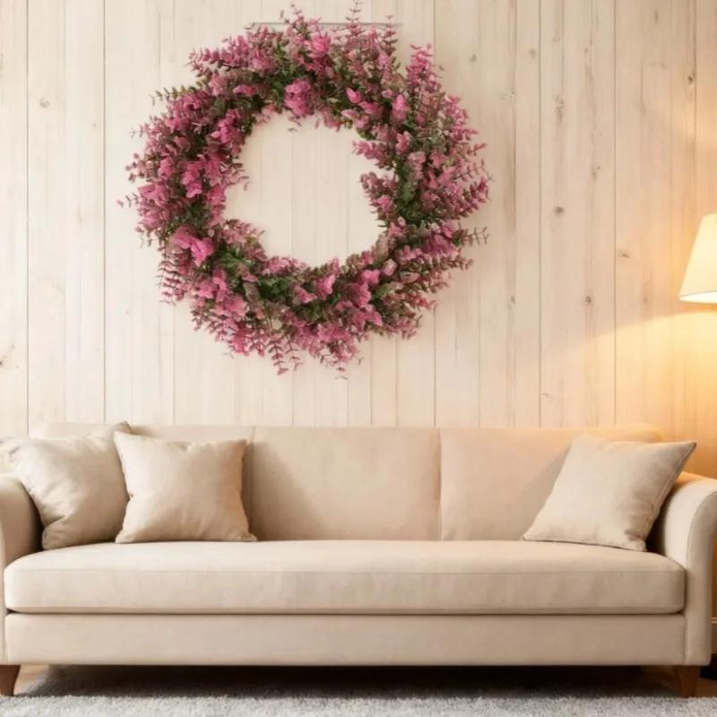 Living room home decoration artificial plant garland gardening door decoration wreath eucalyptus grass ring