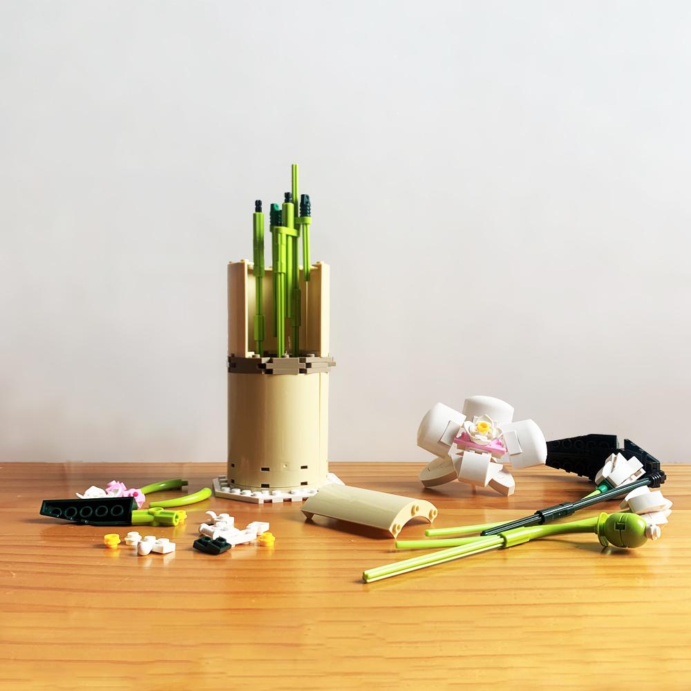 Orchideen-Blumenstrauß-Bausatz, Bonsai-Baum, kreatives Bauprojekt für Erwachsene, Pflanzen-Bausteine-Set, Stammspielzeug, 588-teilig