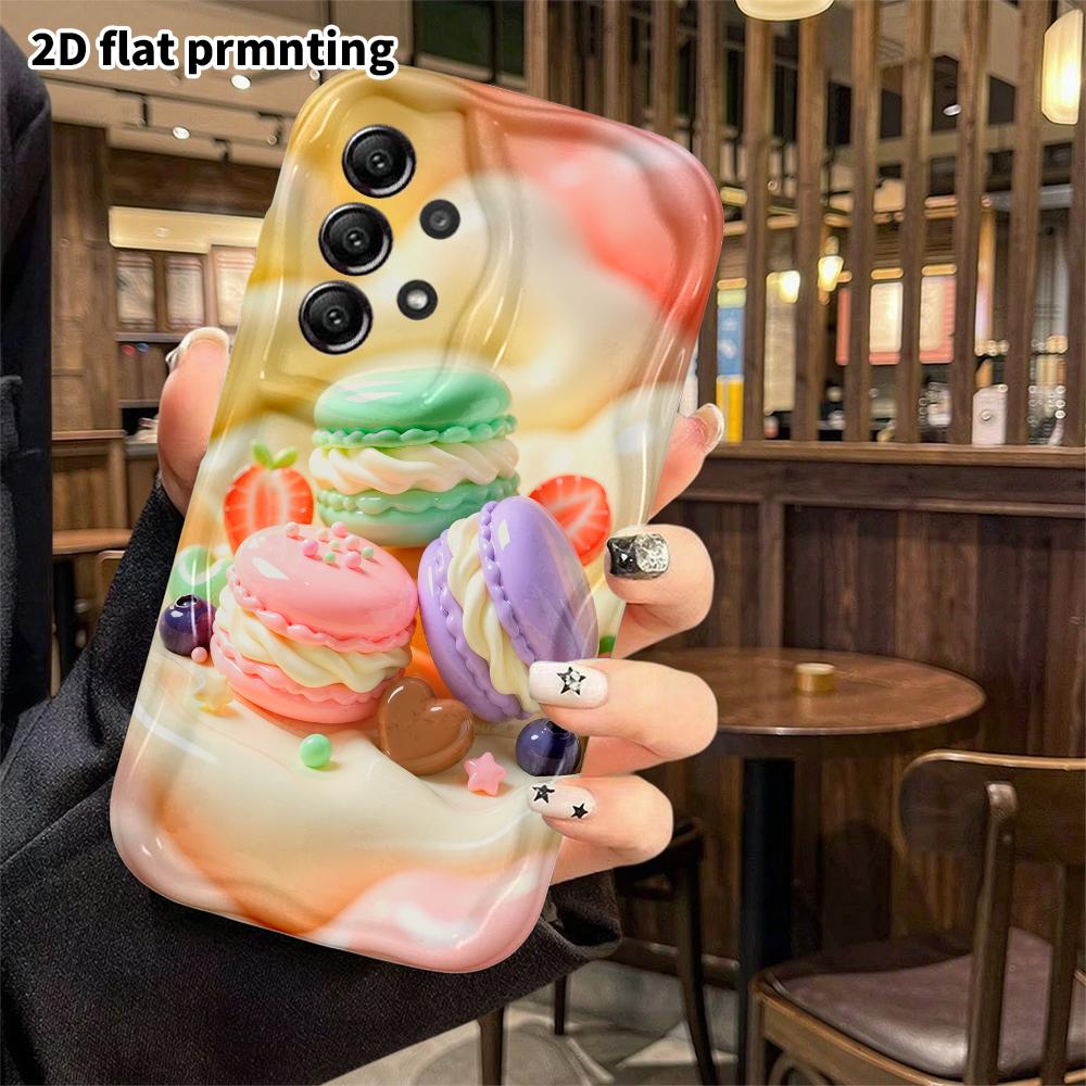 Phone Case: 2D Flat, Suitable for Samsung Galaxy A34 A35 M05 M06 S20 S22 S21 FE Plus 5G Protective Case, Macaron Desserts, Perfect Christmas and Hallo