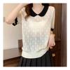 Navava Cute Lovely Check Thin Collar Short Sleeve Knit Nk2174