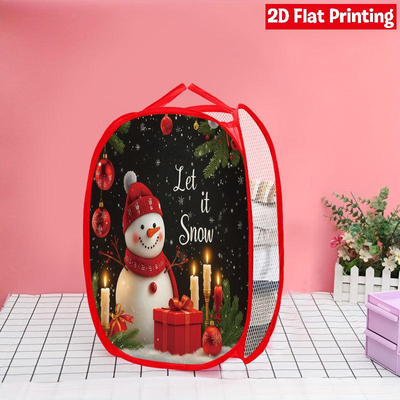 1Pcs Christmas Bathtub Santa Pop-Up Laundry Hamper Expandable Mesh Hamper Basket for Room Bedroom Bathroom Organization Contemporary Storage