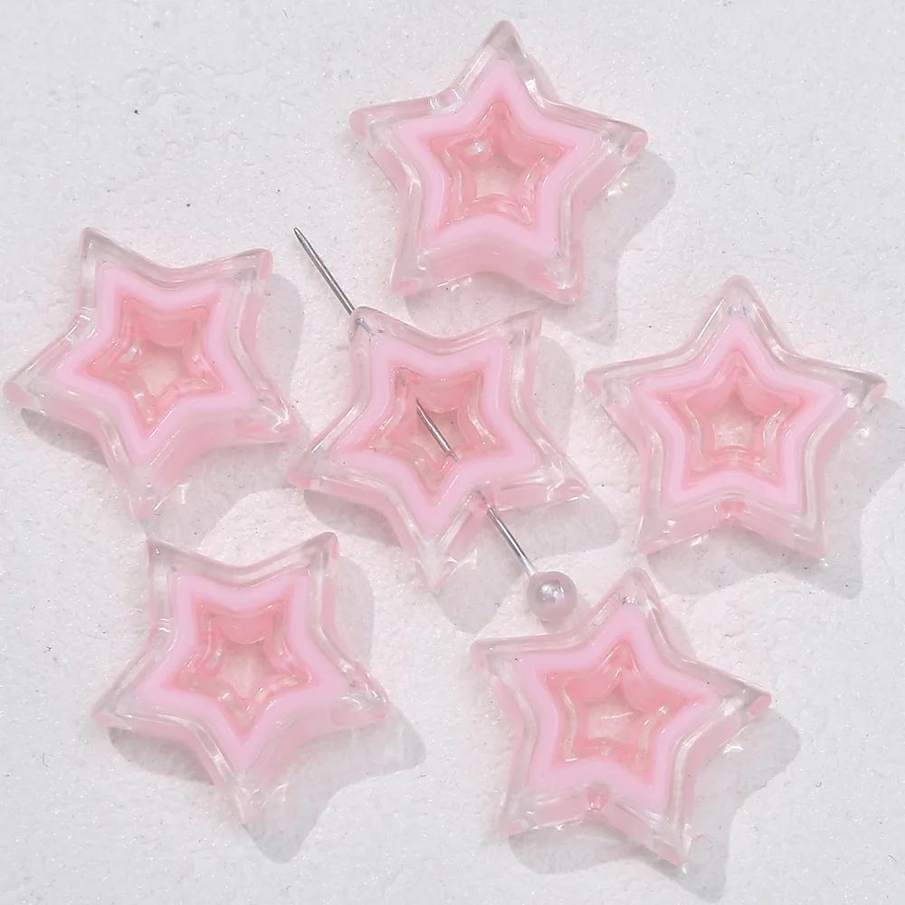 

TX13 Pentagram Niche Girl Wind Sweet Design Filling Bead Bracelet Spacer Acrylic Hollow Star Necklace DIY Jewelry Accessorie 22mm(10pcs)