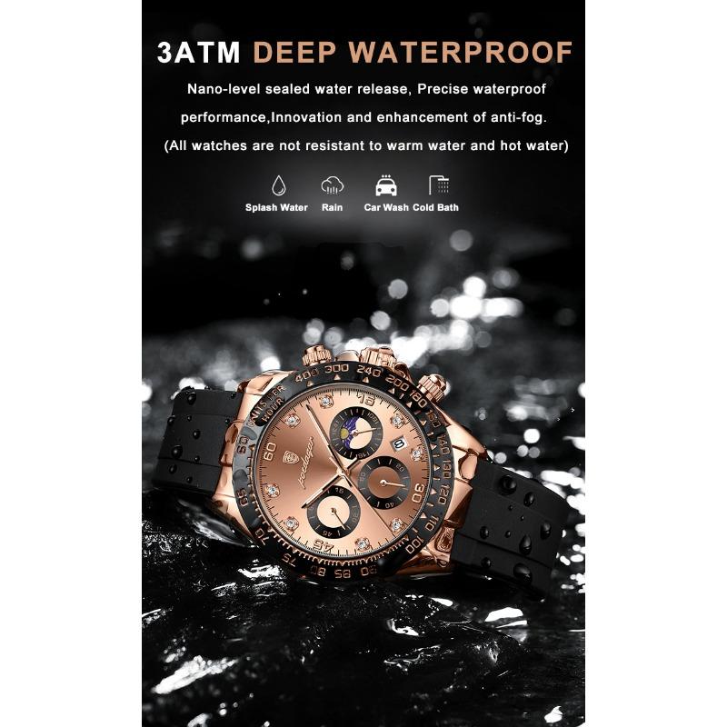 POEDAGAR Luxury Casual Top Brand Watch Business Sport Chronograph Date Luminous Waterproof Silicone Strap Watch Male reloj