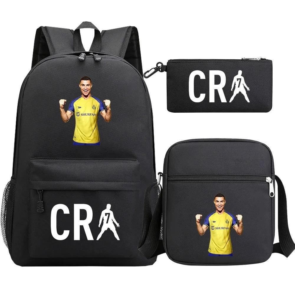 Primary And Secondary School Students Schoolbag Three-Piece Football Player Star Peripheral Printing Children'S Backpack