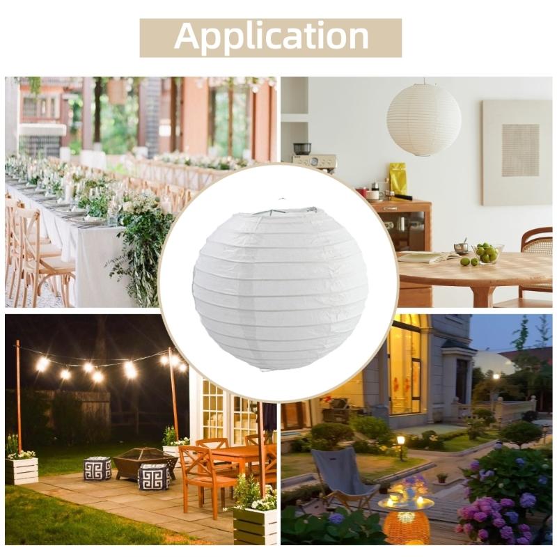 12pcs Chinese Round Paper Lanterns for Wedding Party Decoration White Japanese Hanging Lampshades New Year Decoration