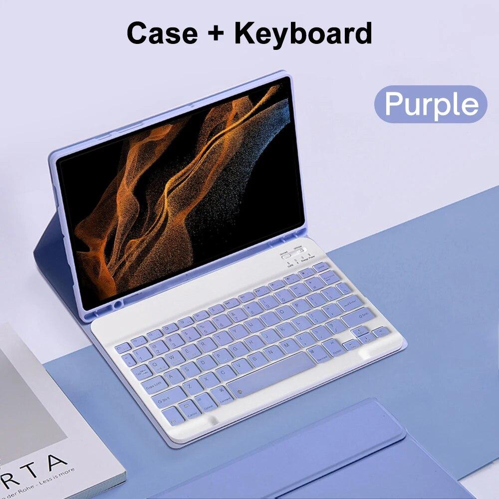 Bluetooth Keyboard Case for Samsung Galaxy Tab S8 Ultra 14.6 Inch 2022 12 Inch Tab A9 S9 Fe Leather Cover with S Pen Holder Tablet Case