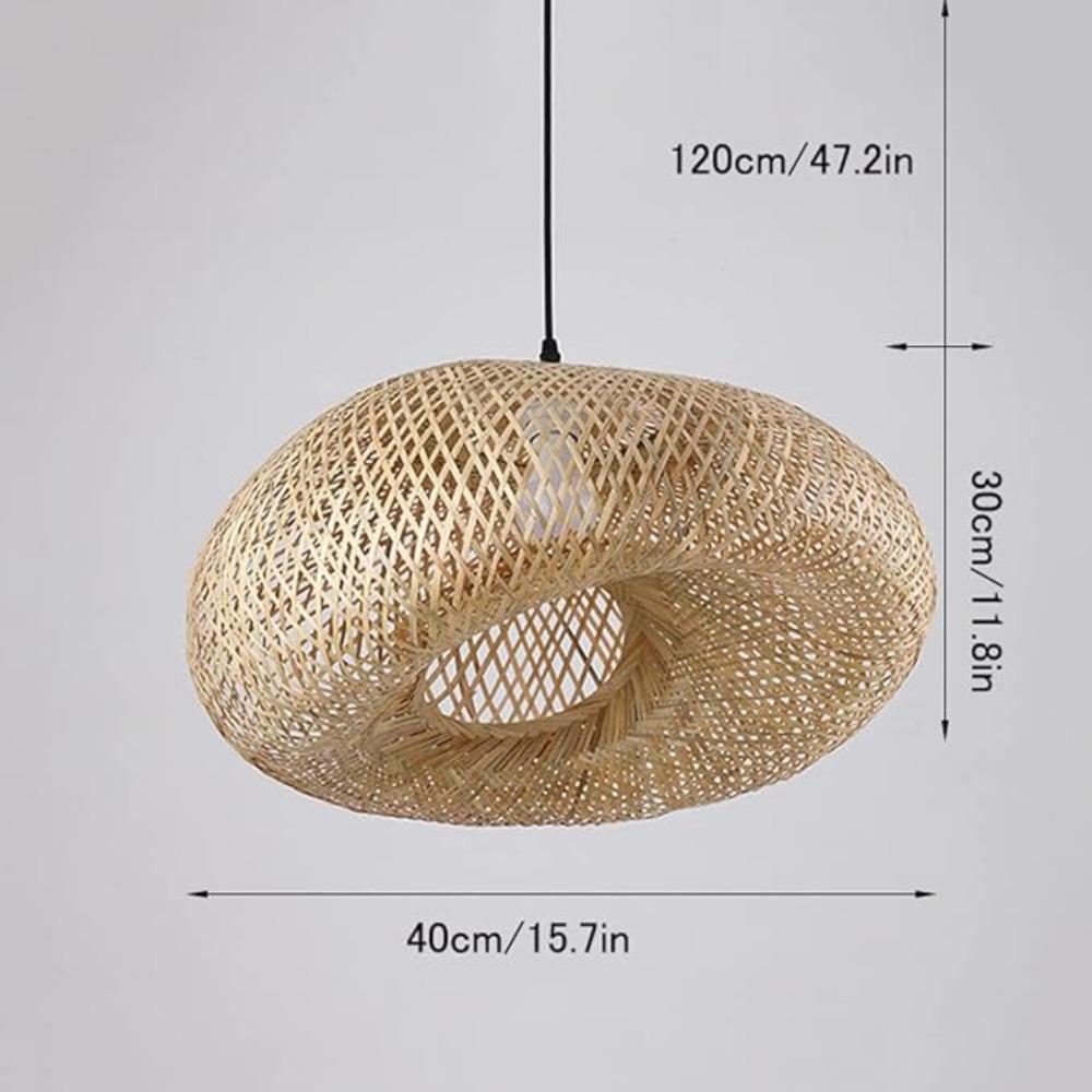 40CM E27 Bamboo Pendant Light Chinese Restaurant Hand-Woven Hanging Lamp Zen Tea Room Lantern Rustic Creative B&B Pendant Lamps