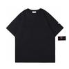 Stoneh Classic Patch Solid Color T-Shirt Men Women High Street Basic Short Sleeve Crewneck Casual Top