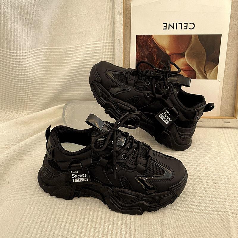 

Breathable women s shoes dad shoes women s spring and summer 2025 new trendy ins shoes platform casual height-increasing sports shoes 40 чёрный