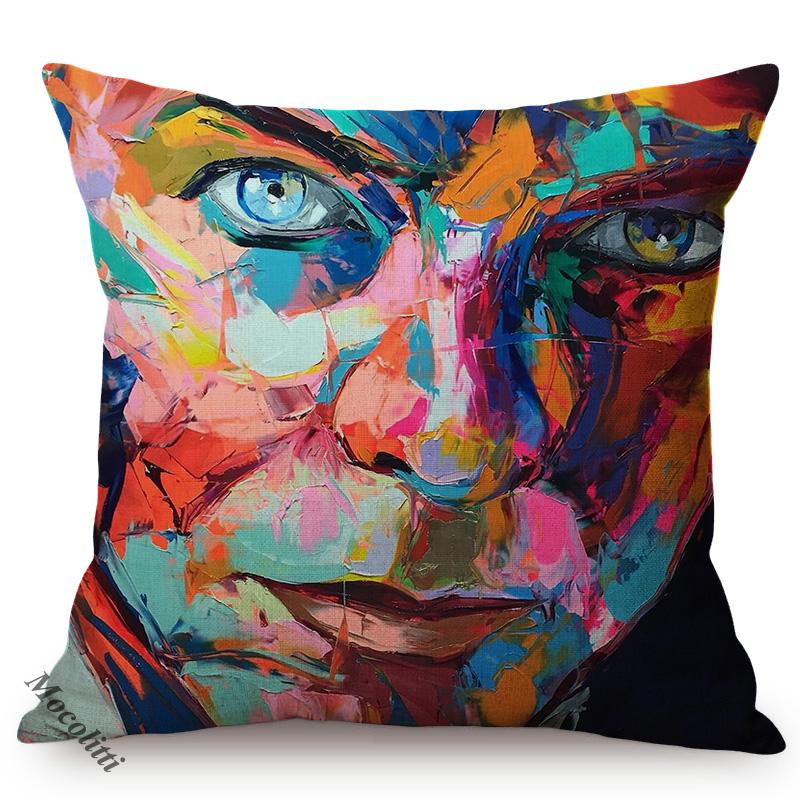 Celebrity Portrait Abstract Oil Painting Design Decoration Cushion Cover Funky Art Luxury Home Decor Sofa Throw Pillow Case