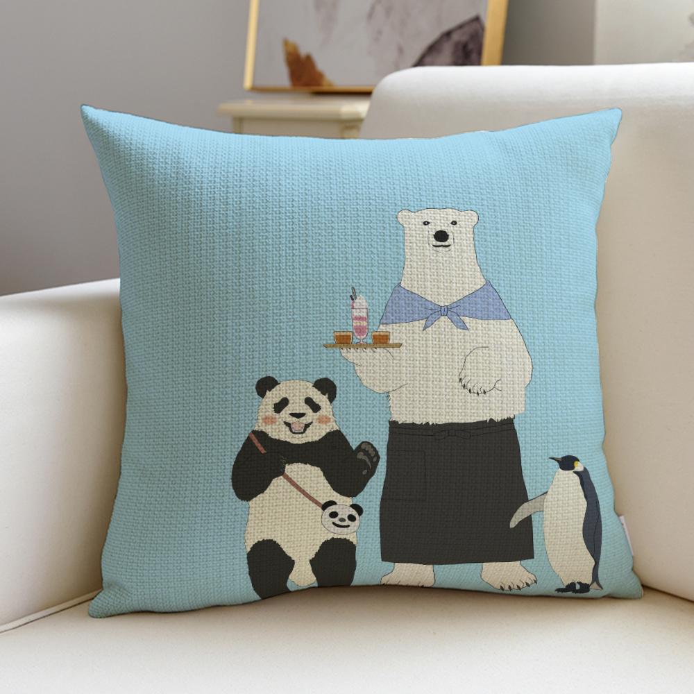 

Cozy SShirokuma CafeS Cushion Cover Breathable and skinfriendly linen pillowcase square removable and washable cushion 30X30cm