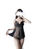 Lace passion sexy fun free small chest full transparent backless temptation suspender nightdress women's large size pajamas