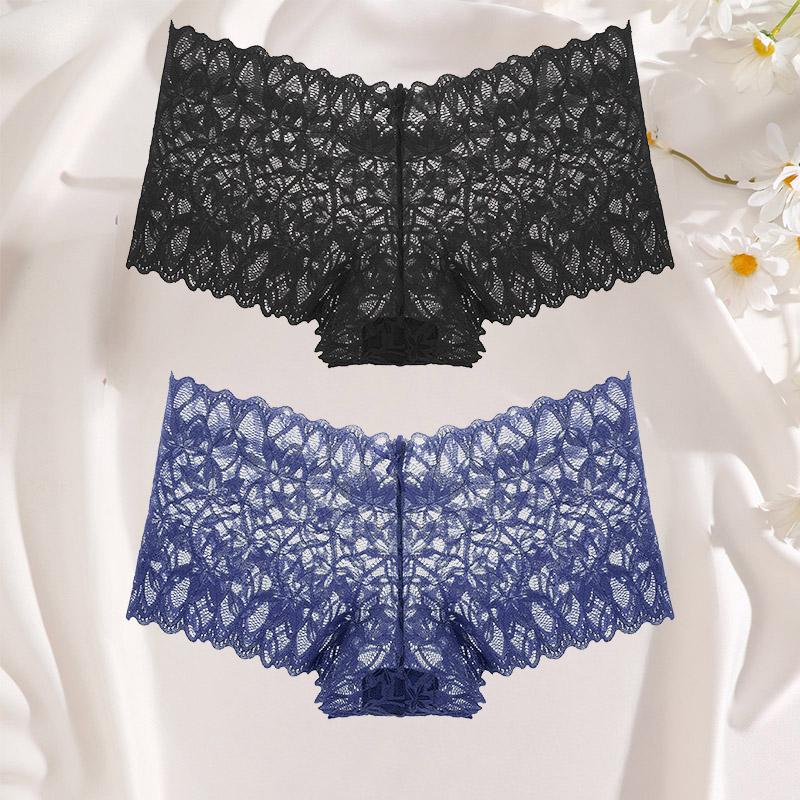 2 ks krajkové šortky pro ženy s nízkým pasem, květované spodní prádlo S-XL, sexy kalhotky pro dívky, dámské krajkové kalhotky, spodní prádlo