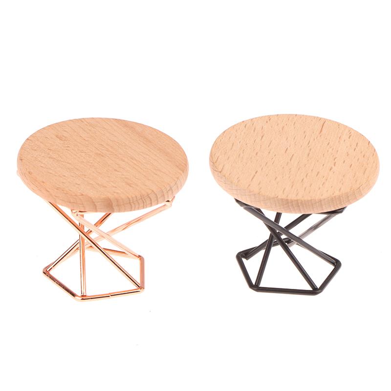 1/12 Dollhouse Simulation Coffee Table Round Tea Table Model Doll Home Miniature Furniture Decor Micro Scene Construction Props