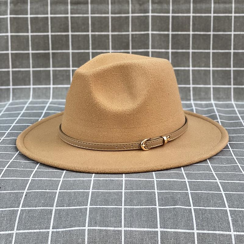 Large British Style Men'S And Women'S Retro Jazz Woolen Hat Wide-Brimmed Hat Big Head Circumference Top Hat Woolen Hat Felt