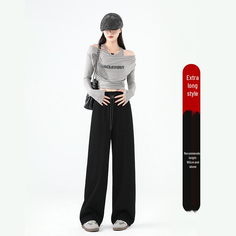 TikTok Trendige Damen High-Waist Weitbein-Sweathose mit Samt für Herbst/Winter