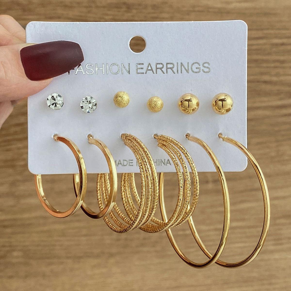 

Серьги из цветного рисового бисера, геометрические круглые серьги-гвоздики с жемчугом, винтажный комплект из 6 женских сережек alloy