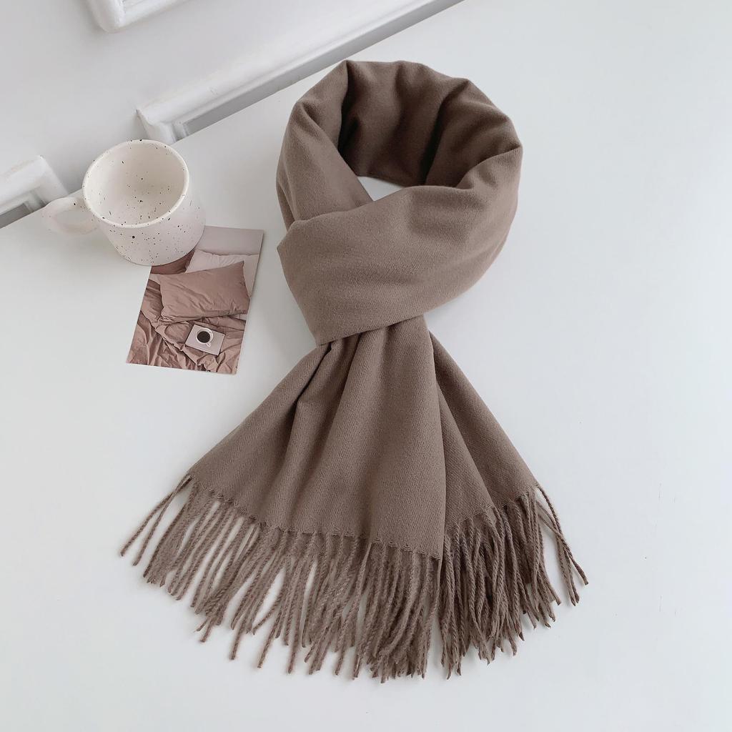 Luxuriöser Imitationskaschmir-Quasten-Schal in Uni-Rot für Damen - Koreanischer Stil, Winter-Vielseitig, Elegant