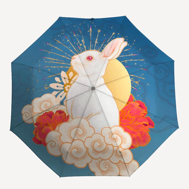 

1pc Moon Rabbit Automatic Open/close Folding Umbrella, Compact Portable Travel Umbrella, Perfect Birthday/Christmas yy250806147