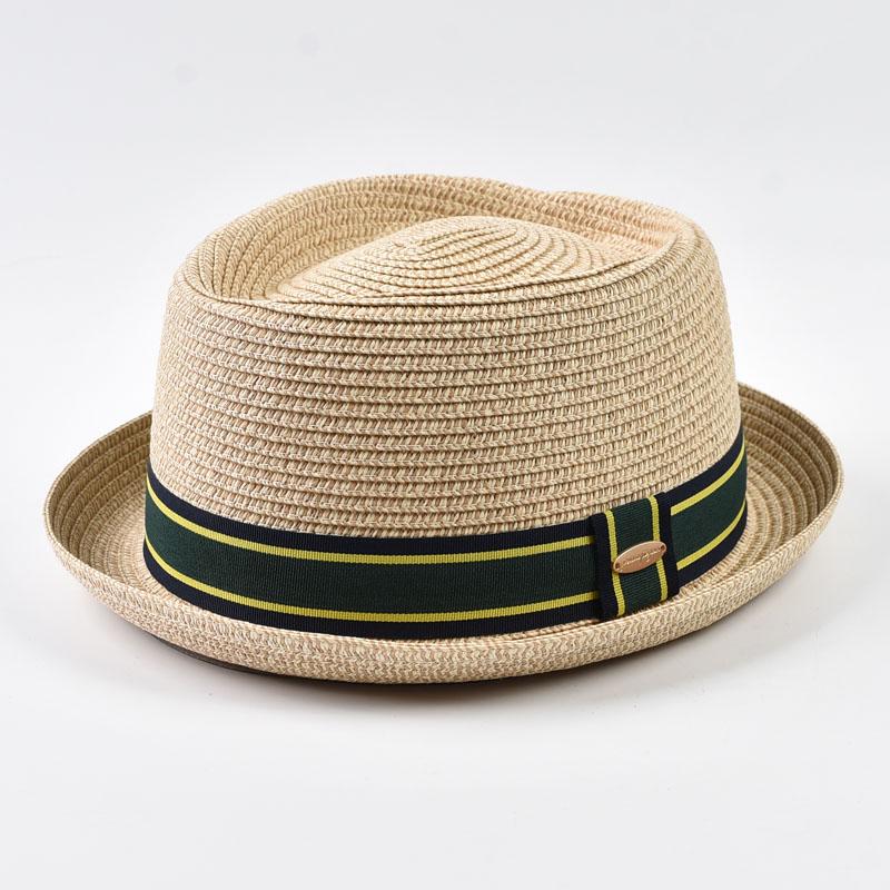 Spring &Summer Paper Straw Hat Fashion Sun Cap Dad Jazz Hat Men Cool Fedora Hat 57.5cm бежевый