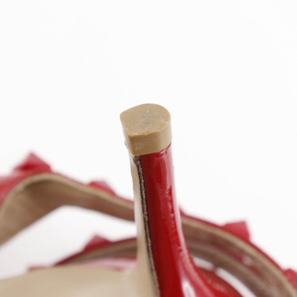 VALENTINO GARAVANI Rock studs pumps ankle stripe Red Patent leather Women Used