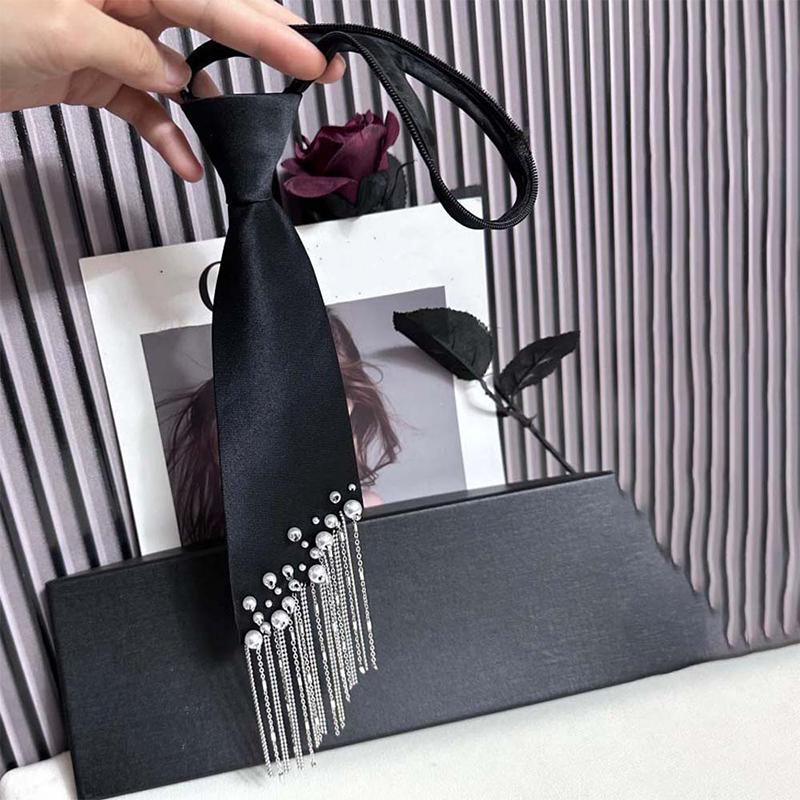Preppy Pearl Tassel Tie Long Decorative Women Shirt Accessory Elegant Style for School Uniform Work Party