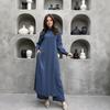 Women's 2025 Early Autumn Fashion: Slit Stand-Up Collar Long Shirt & Straight-Leg Pants Set