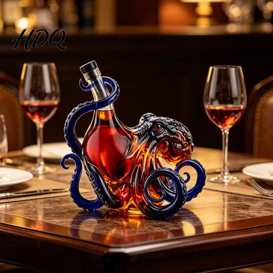 Tentacle Wine Bottle Design Octopus-Shaped Glass Decanter 3D Artistic Borosilicate for Whiskey Soda Sculpted 350ml Decorative Liquid Bottle Unique
