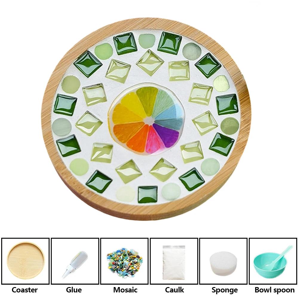 

Heat-resistant Cup Mat Fruit/Animals Mosaic Coasters Handmade DIY Bamboo Mica Pad Creation Handicraft 01