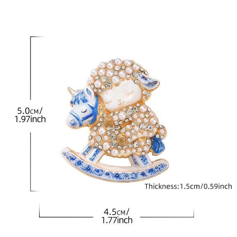 Elegant Pearl Sheep Lamb Goat Brooches Anti-rust Unisex Fashion Pins for New Year Party Wedding Wear