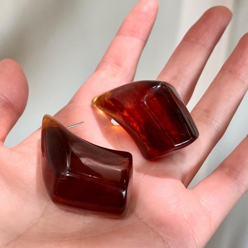 Natural tiger's eye stone series stud earrings for women Maillard exquisite retro earrings niche light luxury high-end temperament earrings