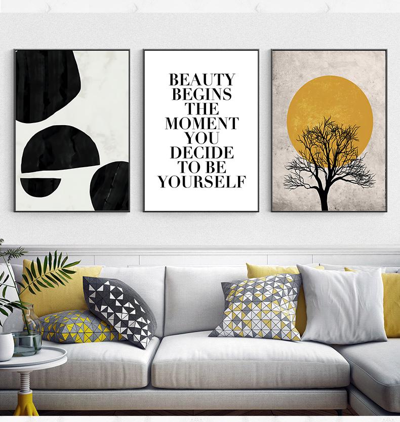 Abstract Landscape Wall Art Tree Sun Desert Quotes Nordic Posters and Prints Canvas Painting Wall Pictures for Living Room Decor