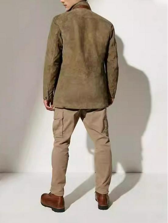 Spring/Autumn Men's Retro Patchwork Jacket - European/American Style Casual Lapel Coat
