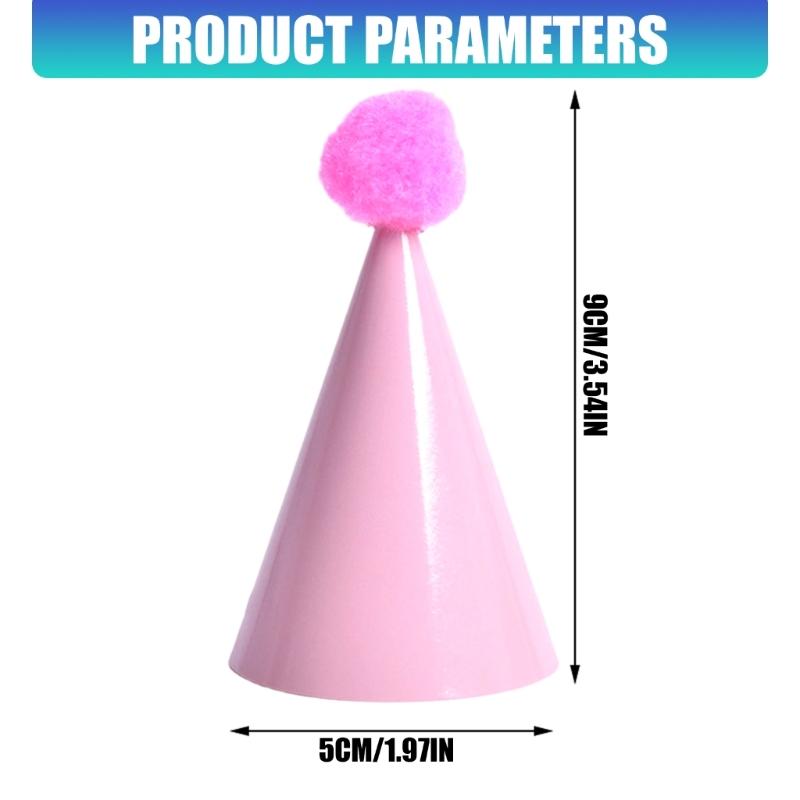 Lightweight Pet Celebration Hat for Dog and Small Pet, Paper Birthday Party Cap with Furry Balls for Photography Dressingup