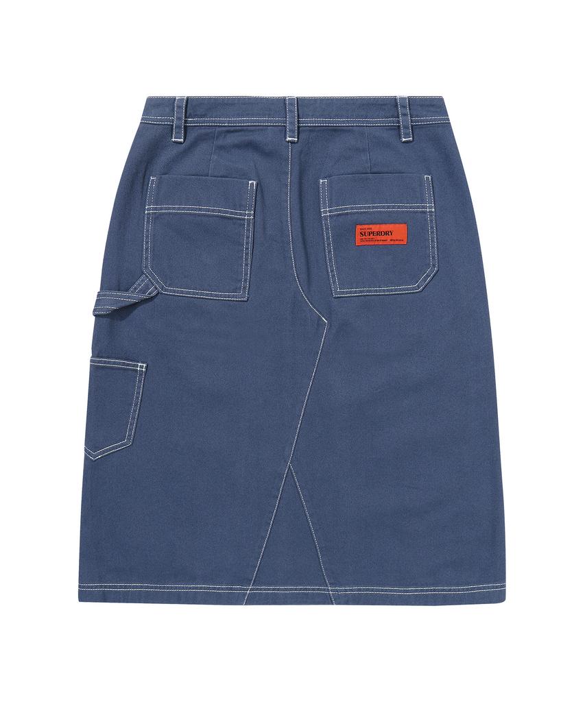 Syupeodeulai W Long Carpenter Skirt Dark Indigo