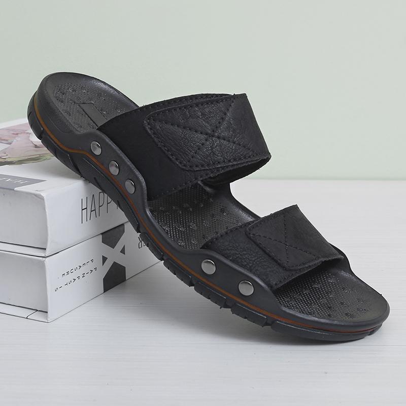 Pánské plážové pantofle z pravé kůže Velké domácí sandály Letní plážové sandály Venkovní Ležérní Vycházky Plážové žabky Pánské Boty
