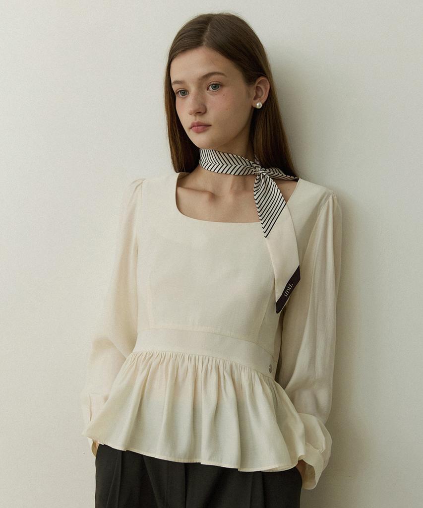 ADAUL Square Neck Line Ad Charm Blouse - Cream