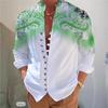 Camicia da uomo a maniche lunghe per primavera estate Stampa Paisley Sfumata Collo alla coreana Bottoni