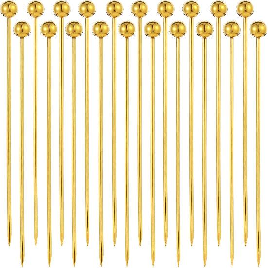 20 Pieces Stainless Steel Cocktail Toothpicks Reble Cocktail Skewers Metal Martini Picks Garnish Picks Bloody Mary Skewers for Olives Appetizers
