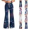 Women's Fashion Loose Drawstring Tight Waist Independence Day Printed Casual Sports Pants Casual Flared Pants