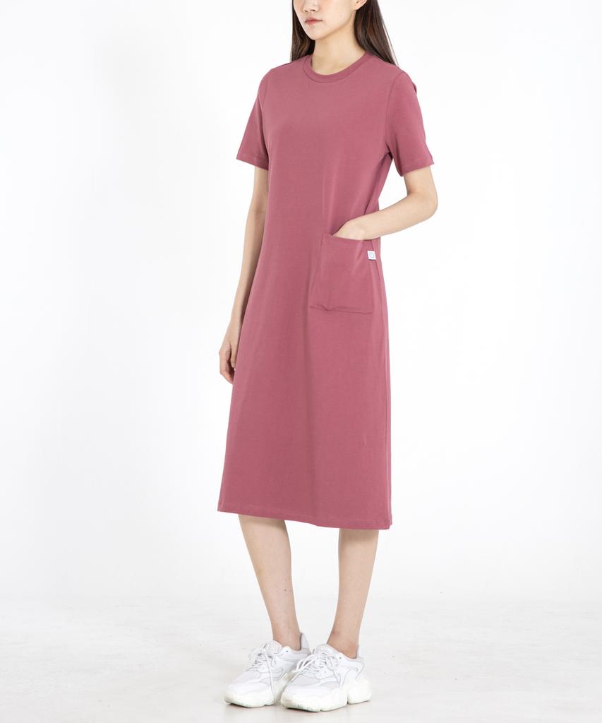 RAW TO RAW Wrd023 Fine Cotton Pocket Dress (Redbean)