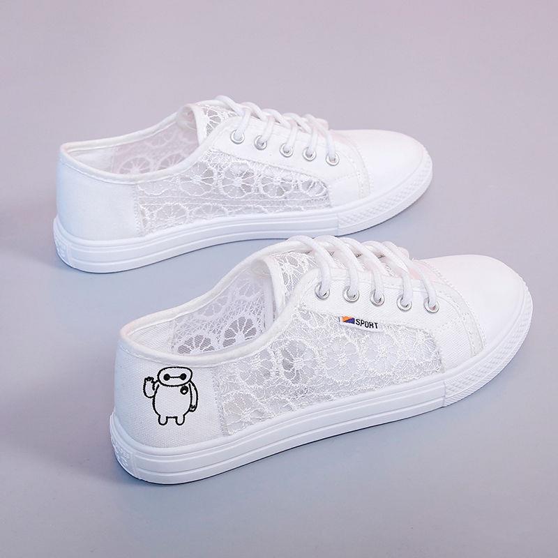 Sandals women s net shoes student shoes new summer mesh flat bottom lace bag head canvas shoes women s single shoes 36