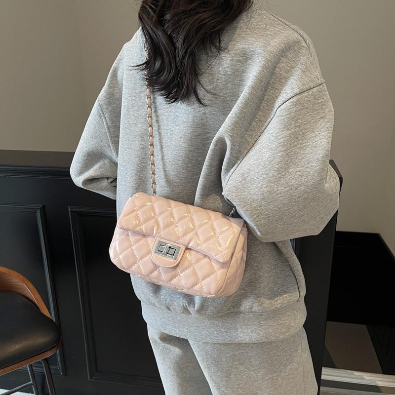 Fashion diamond chain small square bag new high-end simple shoulder bag trendy versatile messenger bag