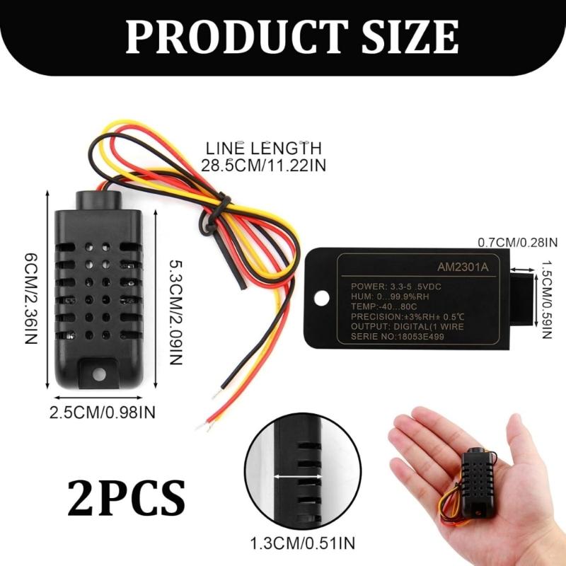 2Pcs Digital Temperature and Humidity Sensors Replacement Capacitive Single Bus High Precisions Sensors Humidity Sensors