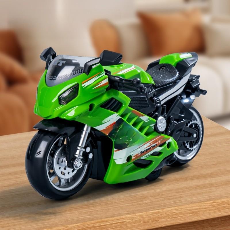 Alloy Inertia Motorcycle Model With Alloy And Plastic Materials For Kids Collectors