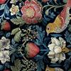 2pcs William Morris Style Curtains No Rod  Navy Blue Bird & Floral Pattern, Sheer Polyester for Living Room, Bedroom, Door