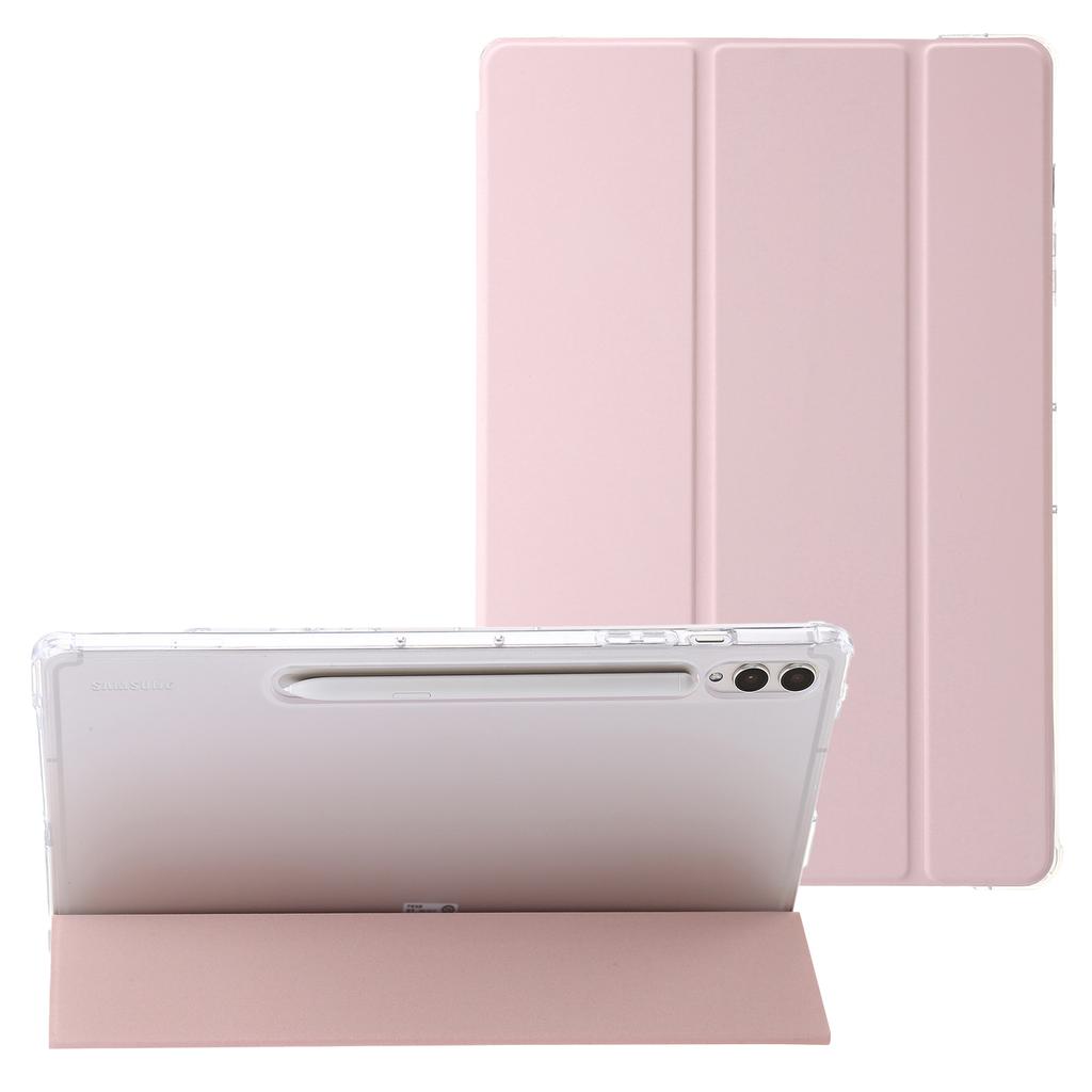 Pro Samsung Galaxy Tab S10+ Pouzdro Skládací Stojan Kůže+TPU+Akryl Průhledná Zadní Strana Kryt na Tablet