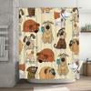Colorful Cartoon Dog Print Shower Curtain for Bathroom Decor Home Decoration Waterproof Washable Yellow Background
