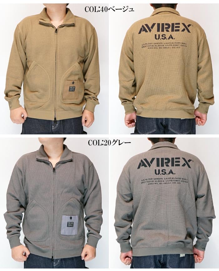 Avirex Extreme Thermal Zip Stand Official Logo Cut and Sew, Men's XL, 410, Charcoal, 783-4230019