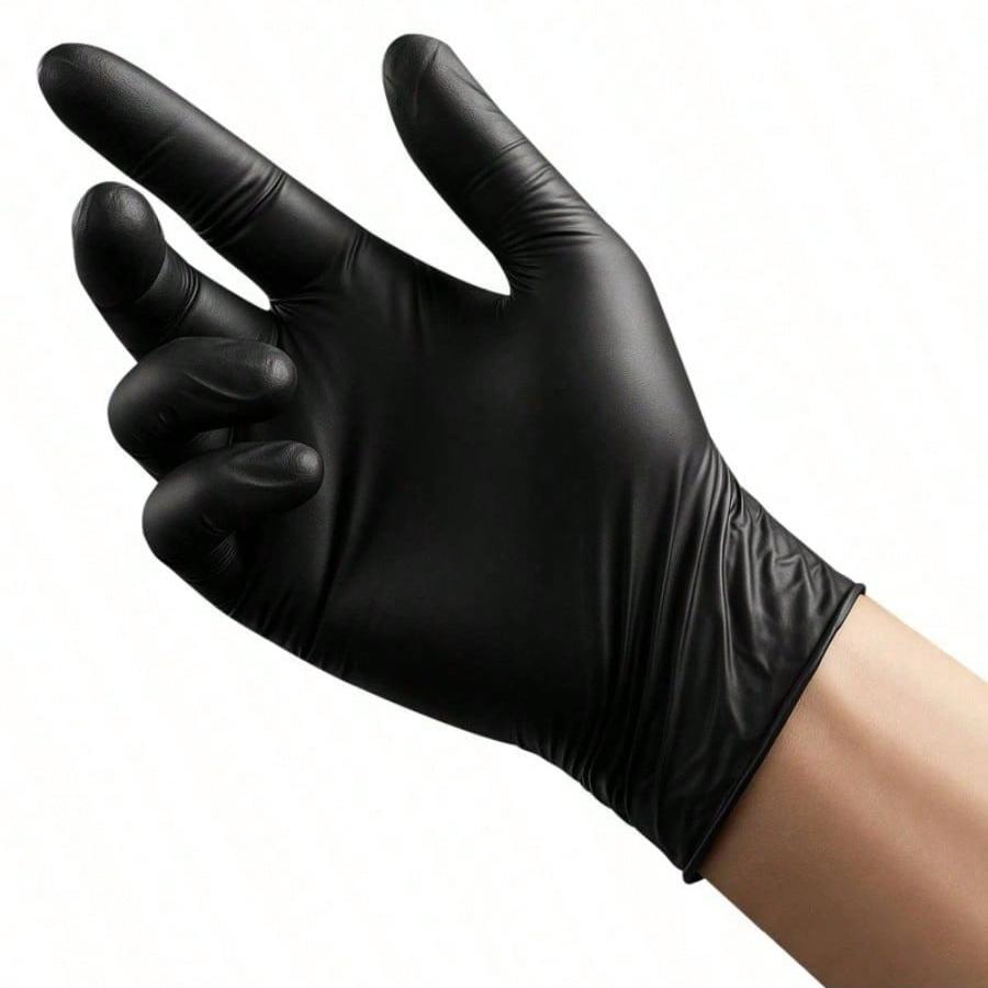 100PCS Black Nitrile Disposable Gloves, Waterproof Latex-Free Cleaning Gloves for Kitchen, Bathroom & Household Use